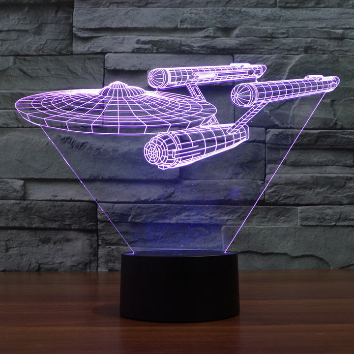 Star Trek 3D Illusion Lamp | Floating Enterprise | Multicolour LED Light | 20 cm Tall