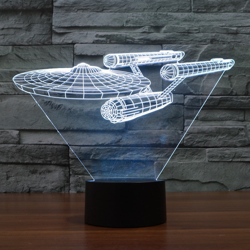 Star Trek 3D Illusion Lamp | Floating Enterprise | Multicolour LED Light | 20 cm Tall
