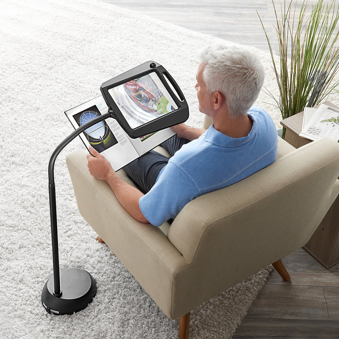 Floor Lamp with 3x Magnifier and Flexible Gooseneck for Precision Work