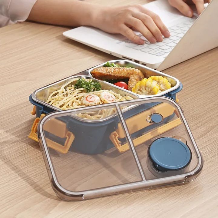 Insulated Thermal Food Container | Stainless Steel Compartments | Leak-Proof Lid