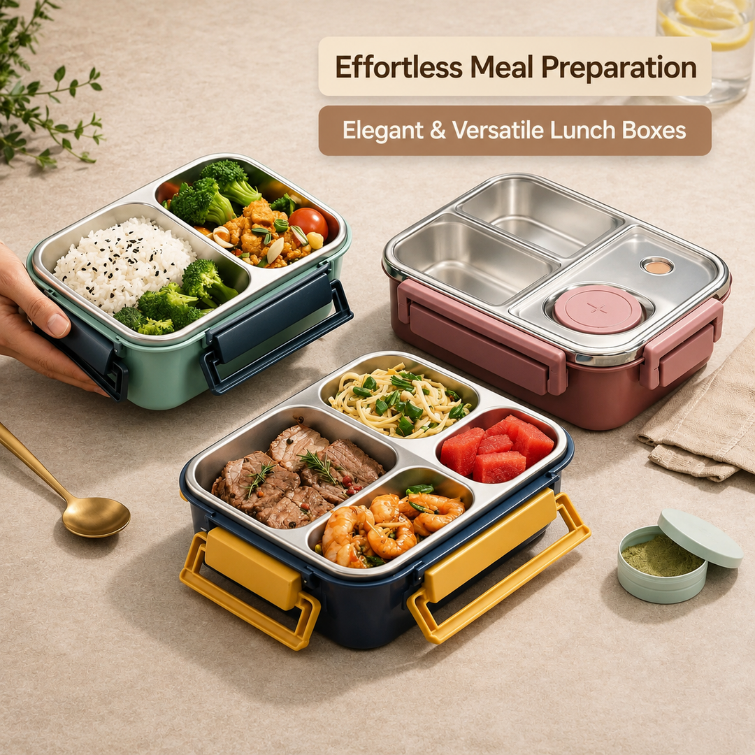 Insulated Thermal Food Container | Stainless Steel Compartments | Leak-Proof Lid