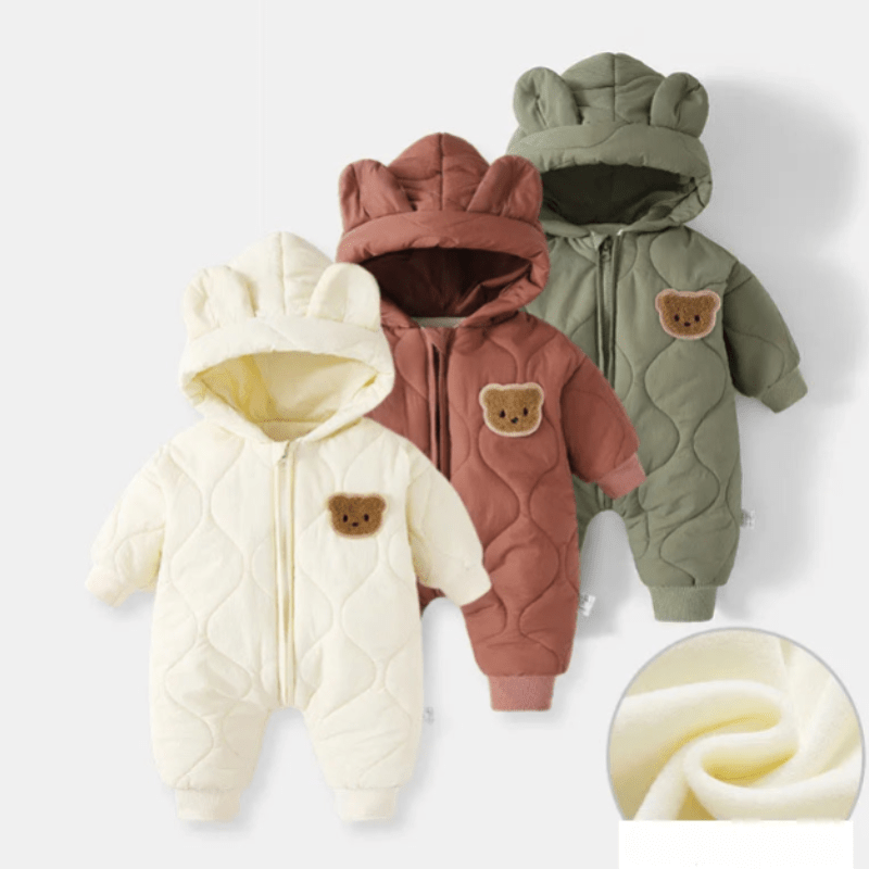 Winter Suit with Hood and Bear Design for Babies – Warm and Soft