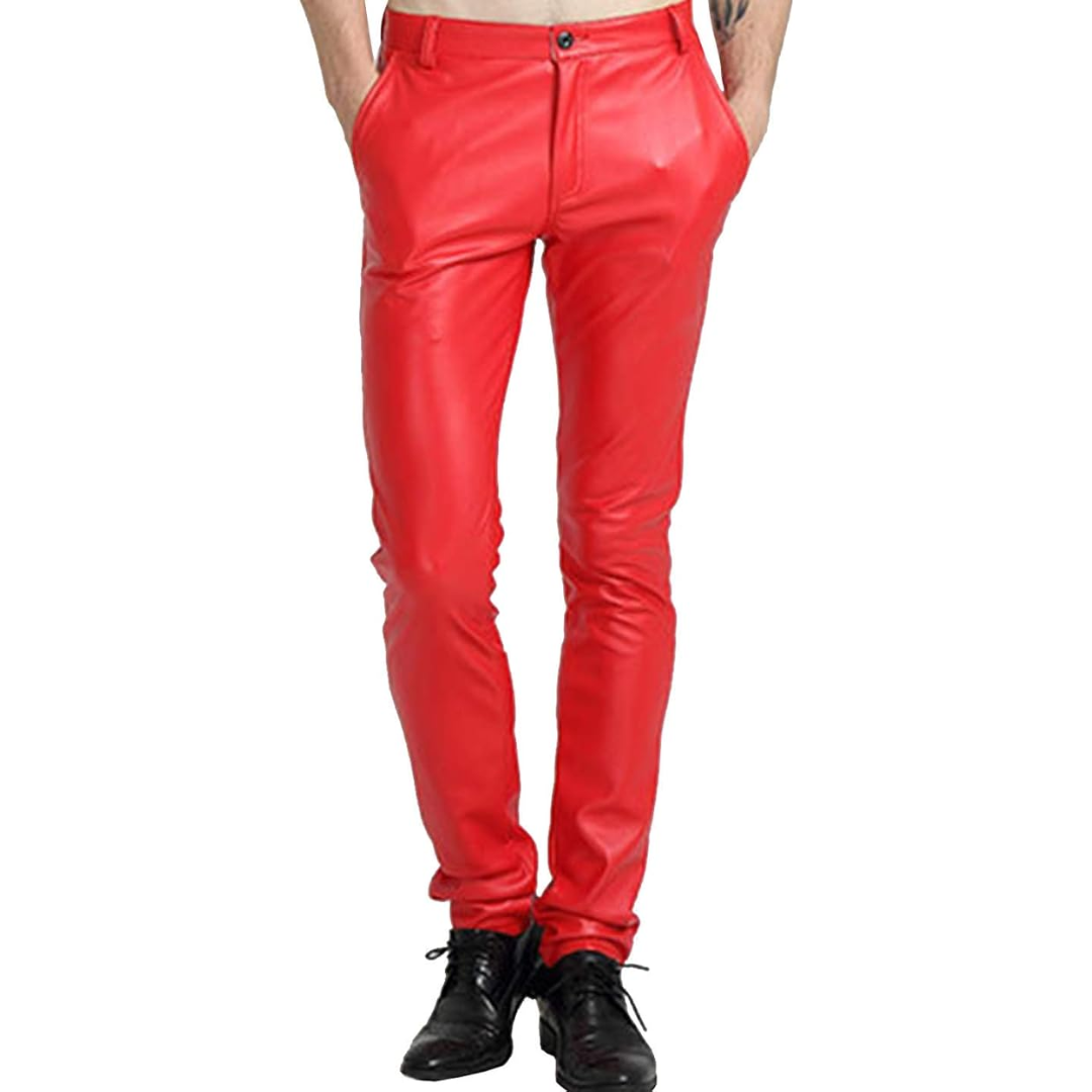 Men's Tapered Faux Leather Biker Trousers – Victor