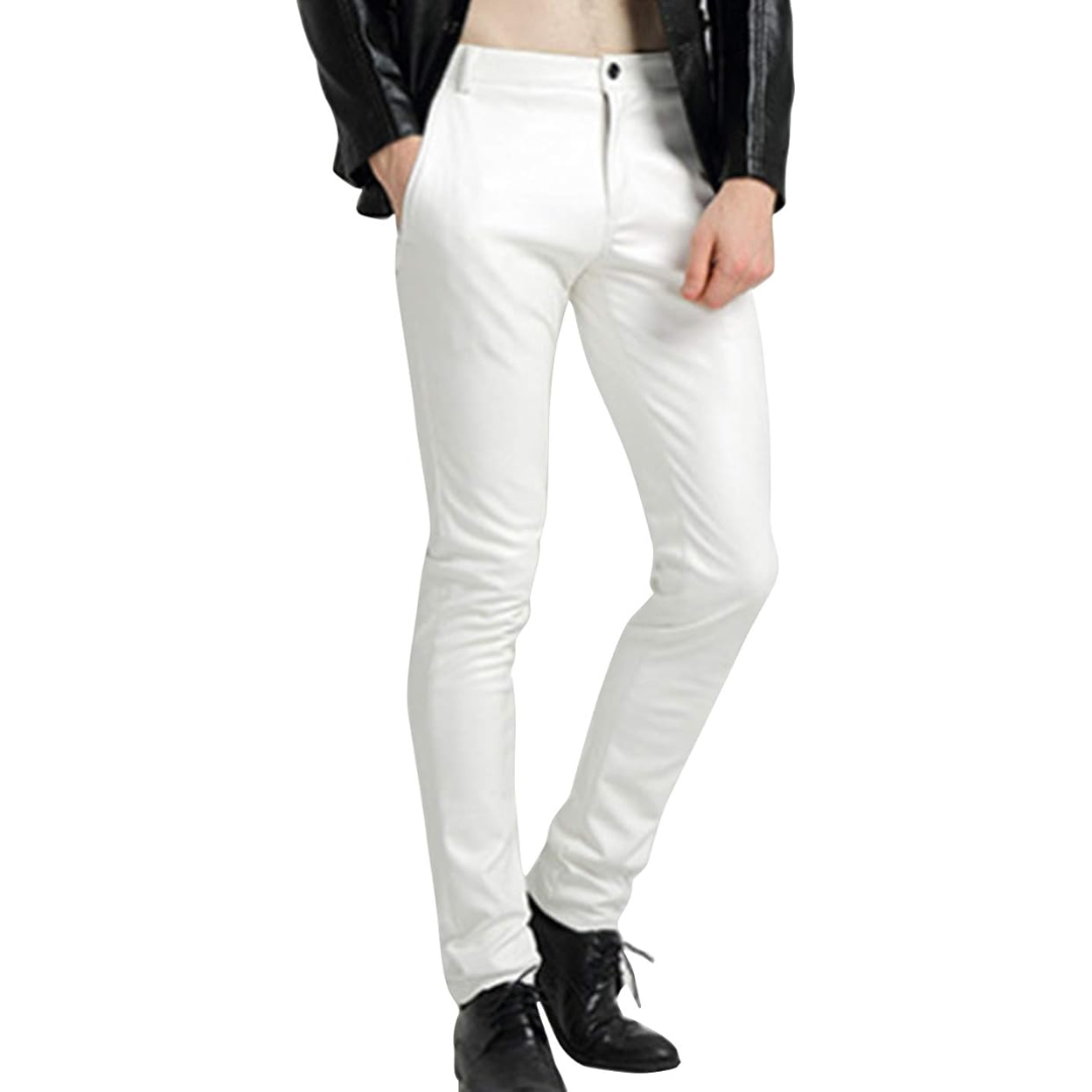 Men's Tapered Faux Leather Biker Trousers – Victor