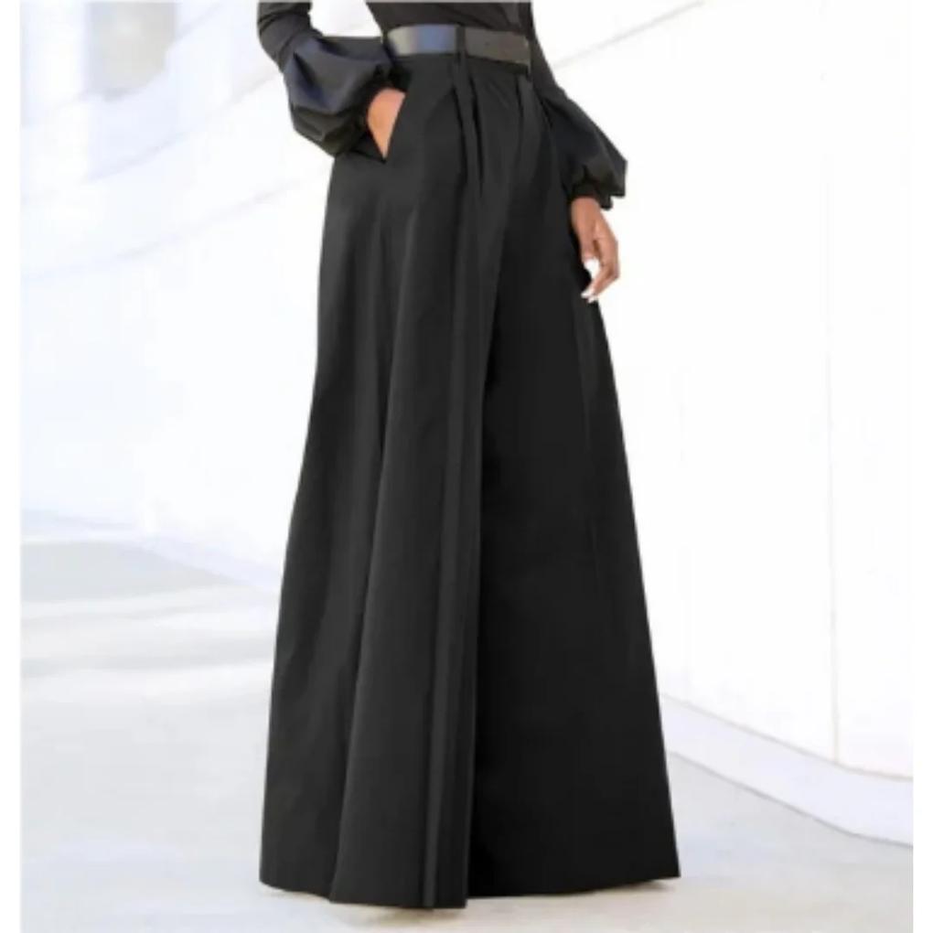 Solid-Colour Wide-Leg Women’s Trousers – Relaxed Fit