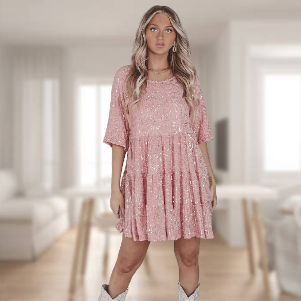 Sparkling Autumn Leaves Sequinned Party Dress – Luna