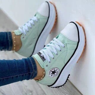 Women's Chunky Canvas Trainers with Contrasting Side Stripe