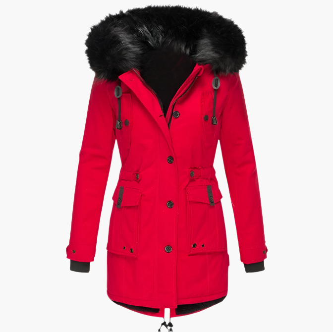 Women's Thick Parka Coat with Hood – Water-Repellent, Casual for Cold Weather