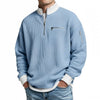 Men's waffle-knit jumper with 1/4 zip at the collar