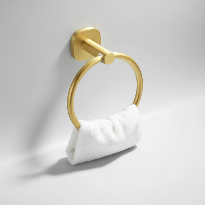 Wall-mounted towel ring wood aluminium - WoodenHalo