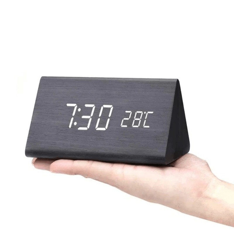 Elegant LED wooden clock with voice control