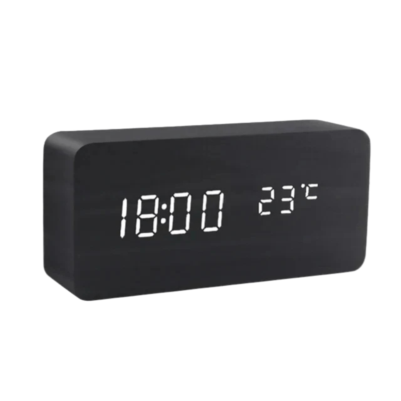 Elegant LED wooden clock with voice control