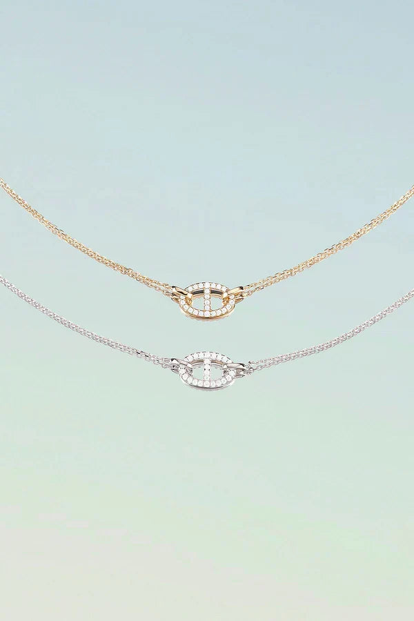 Soft shine white gold necklace with delicate link