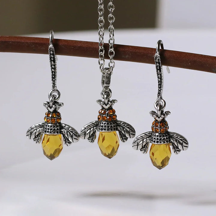 Vintage Bee Necklace & Earrings Set