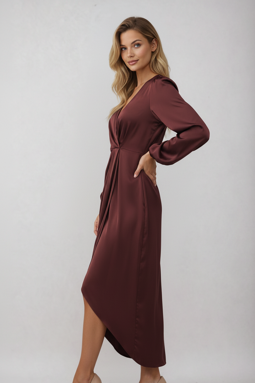 Women's Wrap Midi Dress – Fitted, Can Be Dressed Casual or Chic