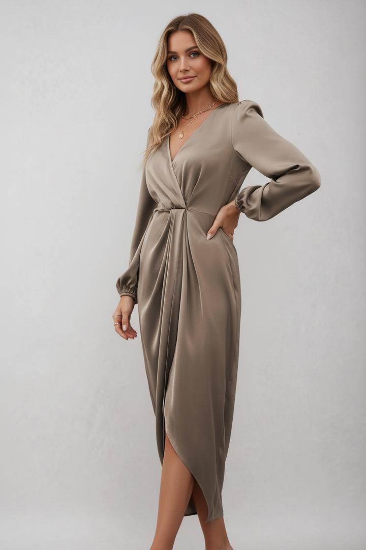Women's Wrap Midi Dress – Fitted, Can Be Dressed Casual or Chic