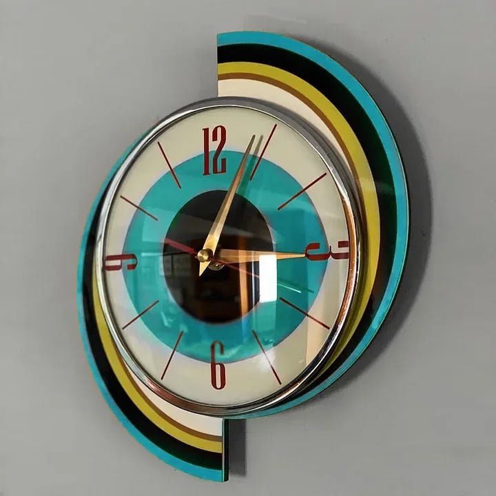 Mid-Century Handmade Wall Clock | Retro Wall Décor, Silent and Battery-Powered