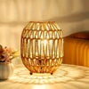 Bohemian Rattan Table Lamp – Handmade Light Accent for Bedroom or Living Space