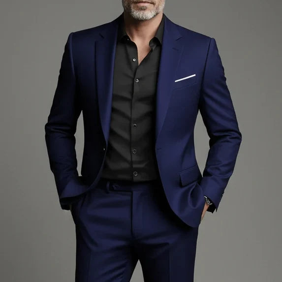 Men's Slim Fit Suit Set - Business-Casual Blazer and Trousers