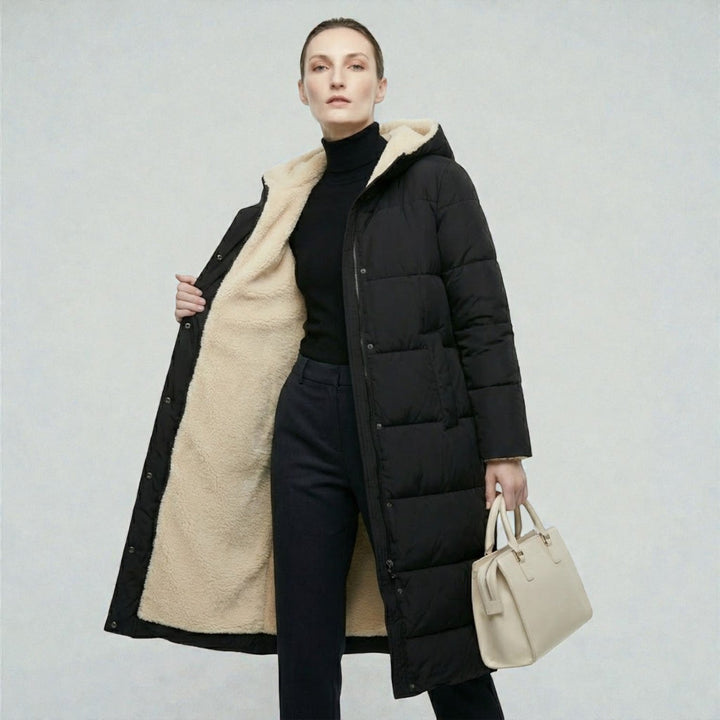Women's Reversible Winter Coat, Wearable on Both Sides