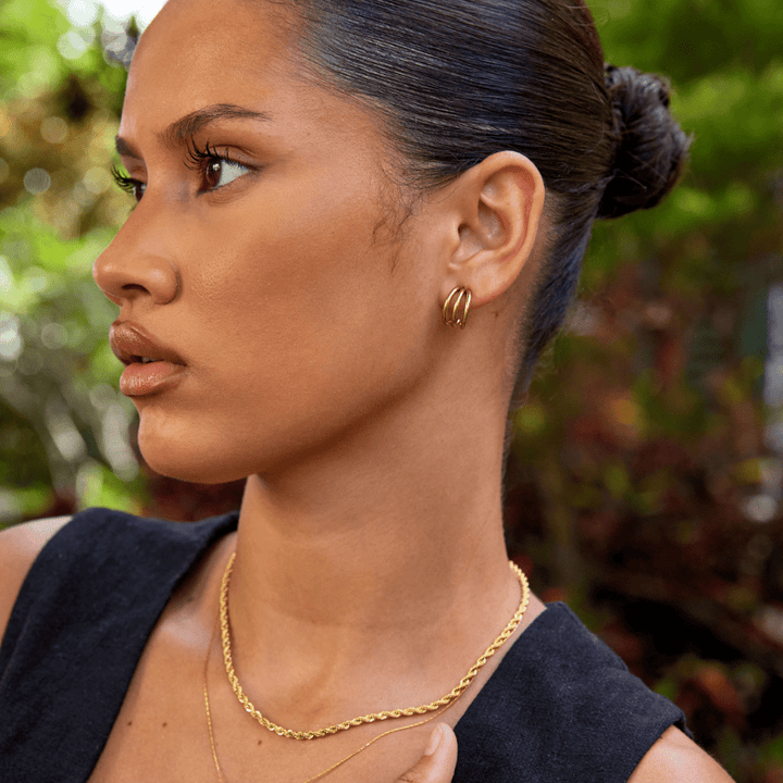 Anaya Triple Gold Hoop Earrings