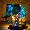 Animal Glass Table Lamp with Stained Style Mosaic Design and Warm LED Light