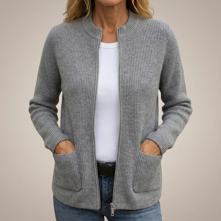 Cosy zip-up cardigan with deep front pockets