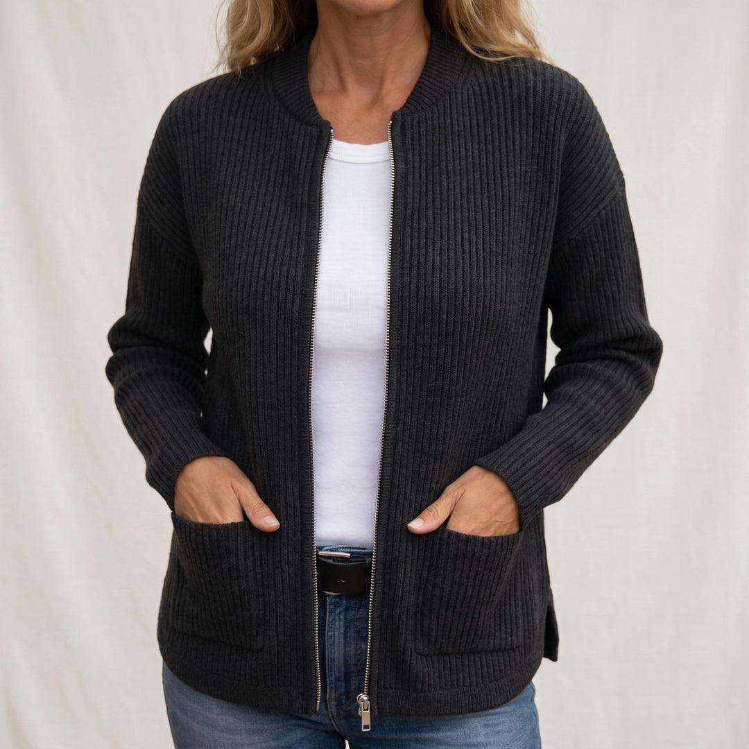 Cosy zip-up cardigan with deep front pockets