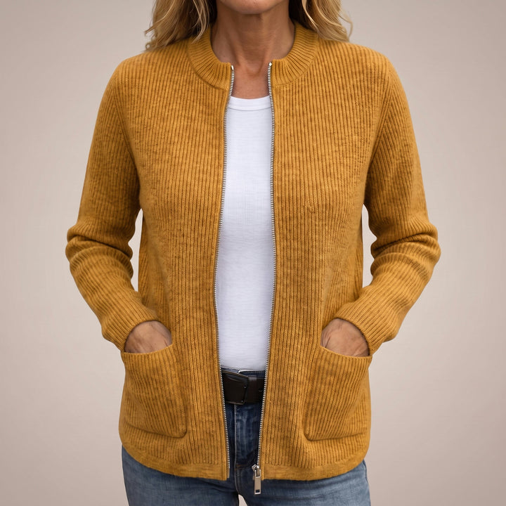 Cosy zip-up cardigan with deep front pockets