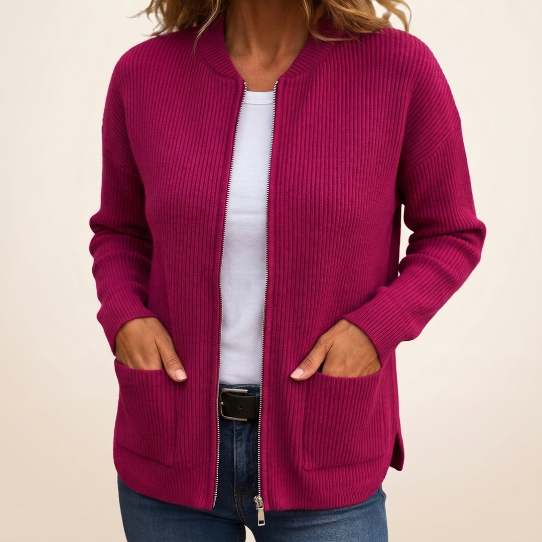Cosy zip-up cardigan with deep front pockets