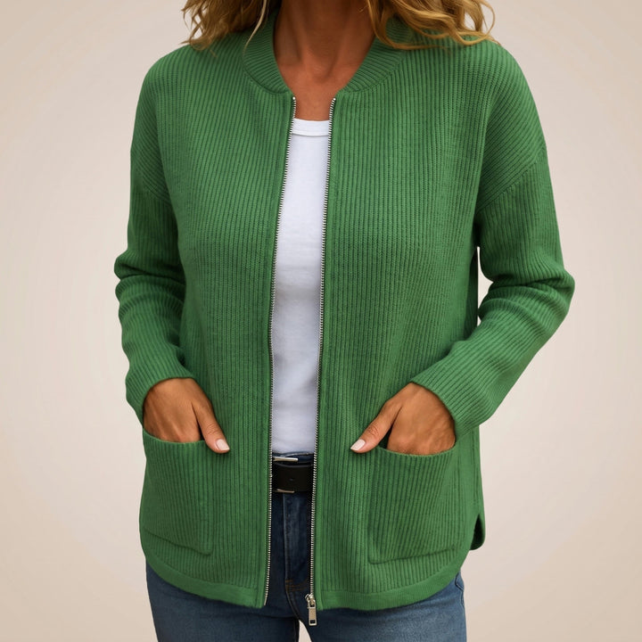 Cosy zip-up cardigan with deep front pockets