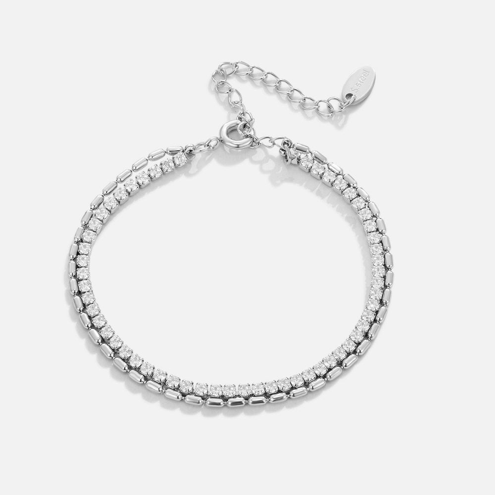 Elegant silver bracelet with sparkling crystals