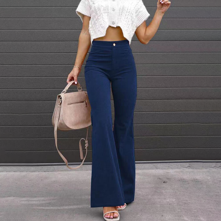 Women's High-Waisted Flared Organic Corduroy Trousers – Elegance Spice