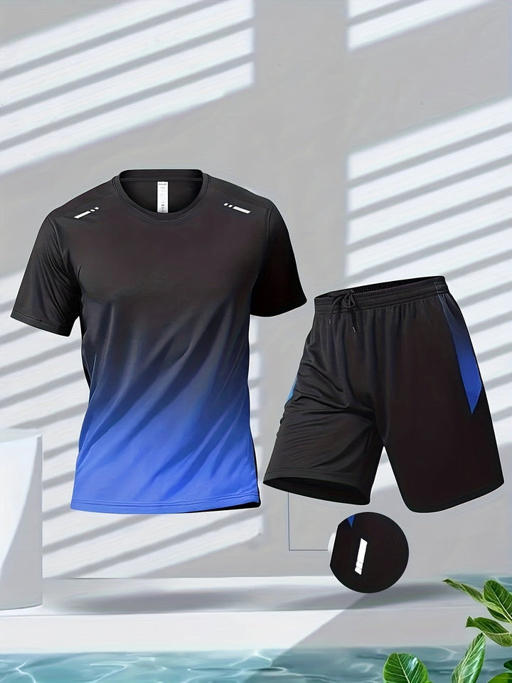 Men's Breathable Sports Set with T-Shirt and Shorts - PowerMove