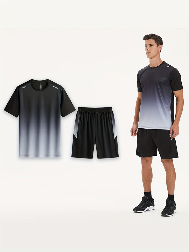 Men's Breathable Sports Set with T-Shirt and Shorts - PowerMove