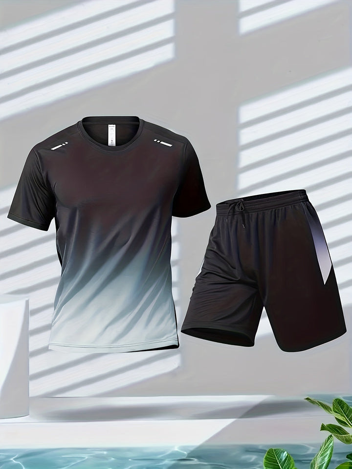 Men's Breathable Sports Set with T-Shirt and Shorts - PowerMove