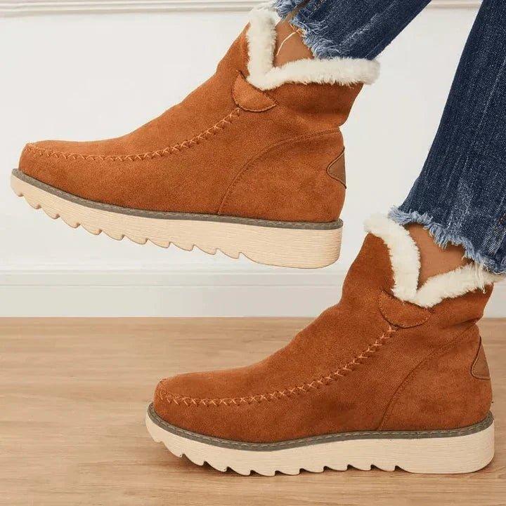 Women's Slip-On Winter Ankle Boots with Warm Lining and Non-Slip Sole