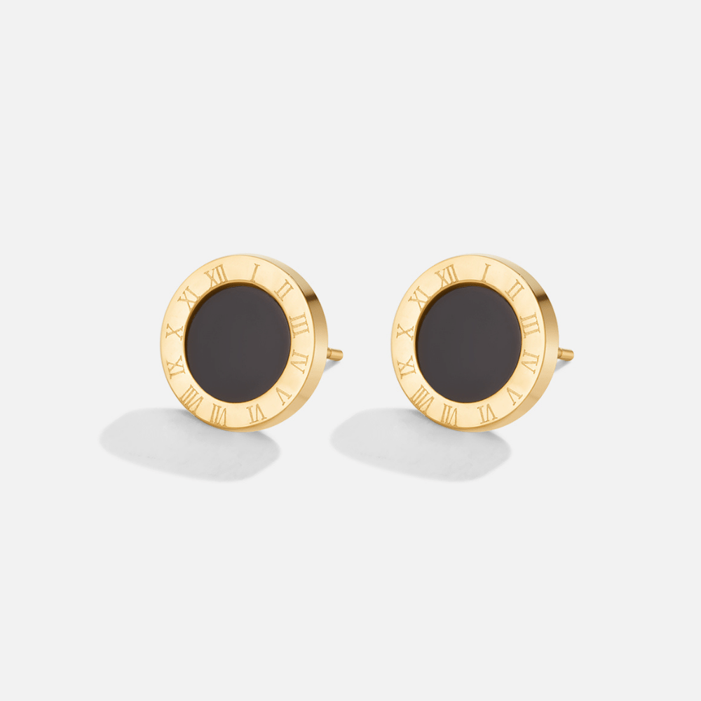 Elegant black stud earrings with cubic zirconia