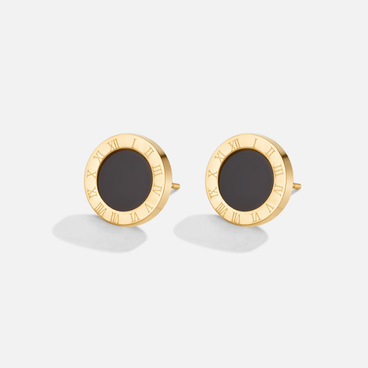 Elegant black stud earrings with cubic zirconia