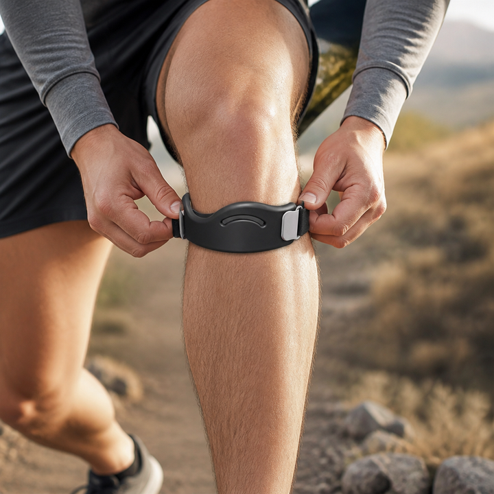 Adjustable Knee Support Strap with Silicone Pad and Two Buckles, Breathable