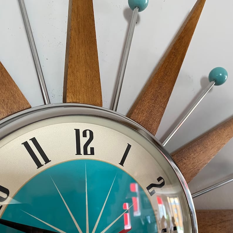 Mid-Century Handmade Wall Clock | Retro Wall Décor, Silent and Battery-Powered