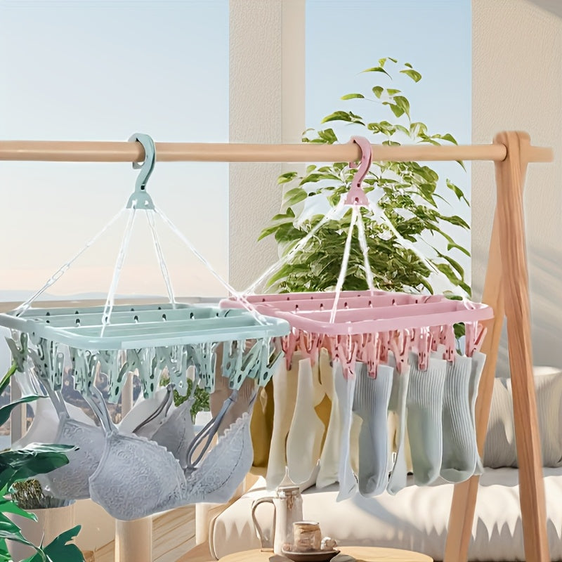 Foldable Clothes Airer with Clips – Space-Saving and Practical for Small Laundry Loads