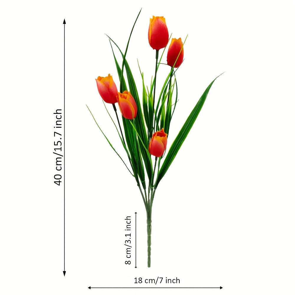 Set of 6 Artificial Tulip Bunches – UV-Resistant and Realistic for Garden and Indoor Decoration
