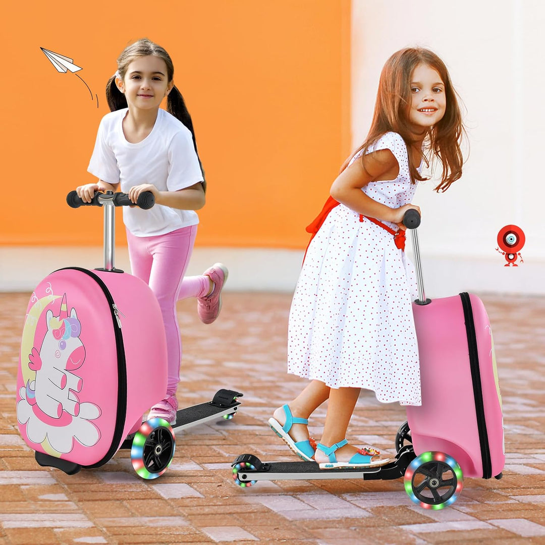 2-in-1 Kids' Scooter Suitcase with LED Wheels