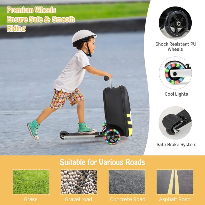 2-in-1 Kids' Scooter Suitcase with LED Wheels