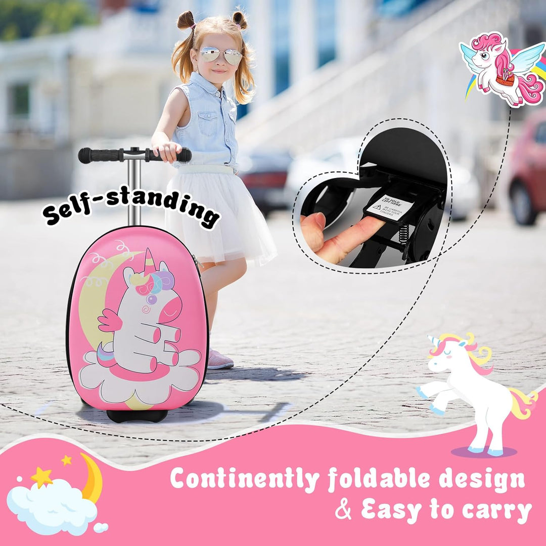 2-in-1 Kids' Scooter Suitcase with LED Wheels