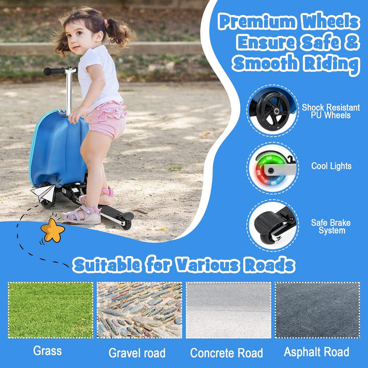 2-in-1 Kids' Scooter Suitcase with LED Wheels