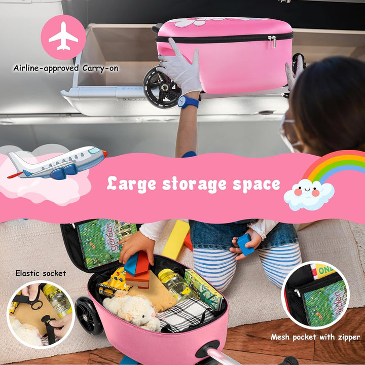 2-in-1 Kids' Scooter Suitcase with LED Wheels