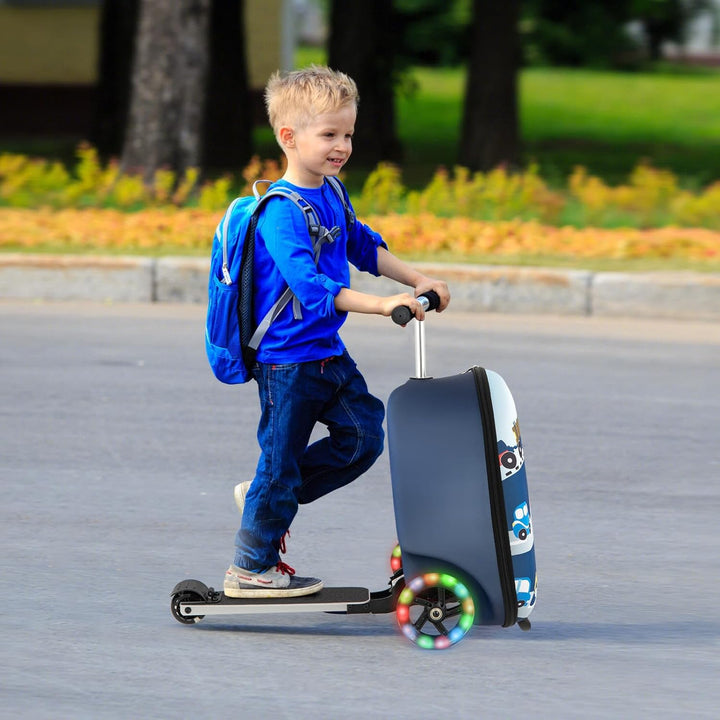 2-in-1 Kids' Scooter Suitcase with LED Wheels