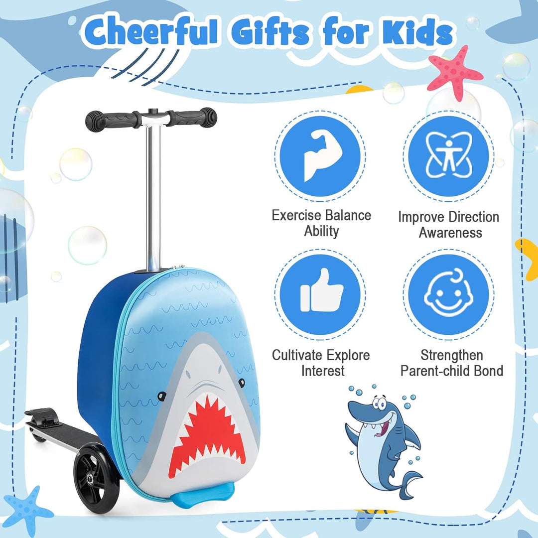 2-in-1 Kids' Scooter Suitcase with LED Wheels
